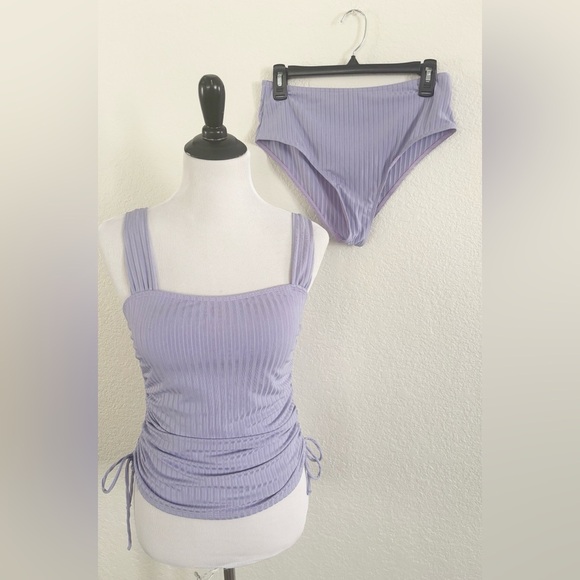 Lavender Ribbed Bikini Set - Picture 1 of 8